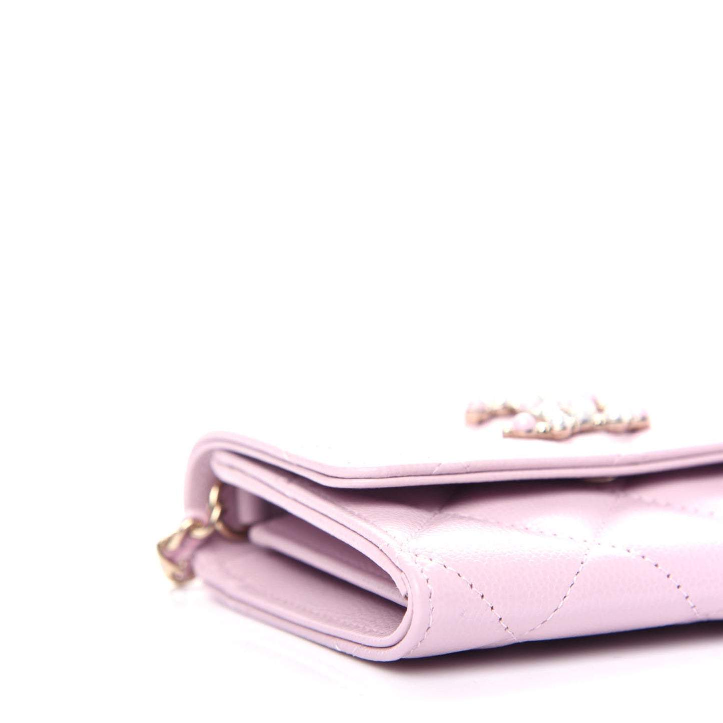 Caviar Quilted Coco Candy Card Holder On Chain Light Pink