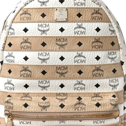 MCM Metallic Visetos Striped Medium Stark Backpack White Beige 8 of 16