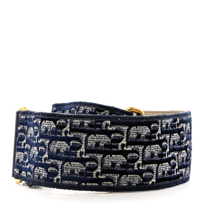 Christian Dior Velvet Oblique Shoulder Strap Blue 2 of 6