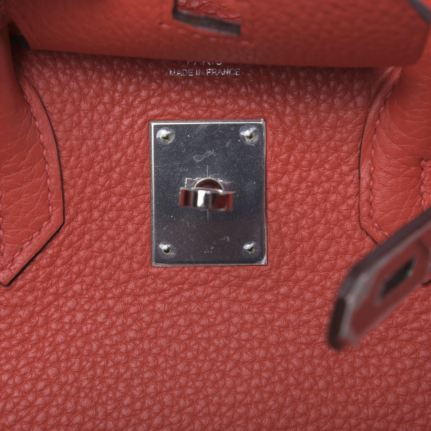 Taurillon Clemence Birkin 30 Rouge Pivoine