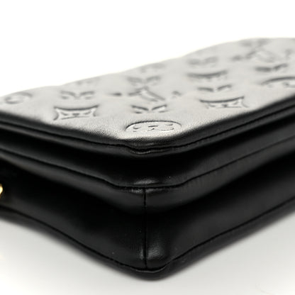 Louis Vuitton Lambskin Embossed Monogram Pochette Coussin Black 8 of 10