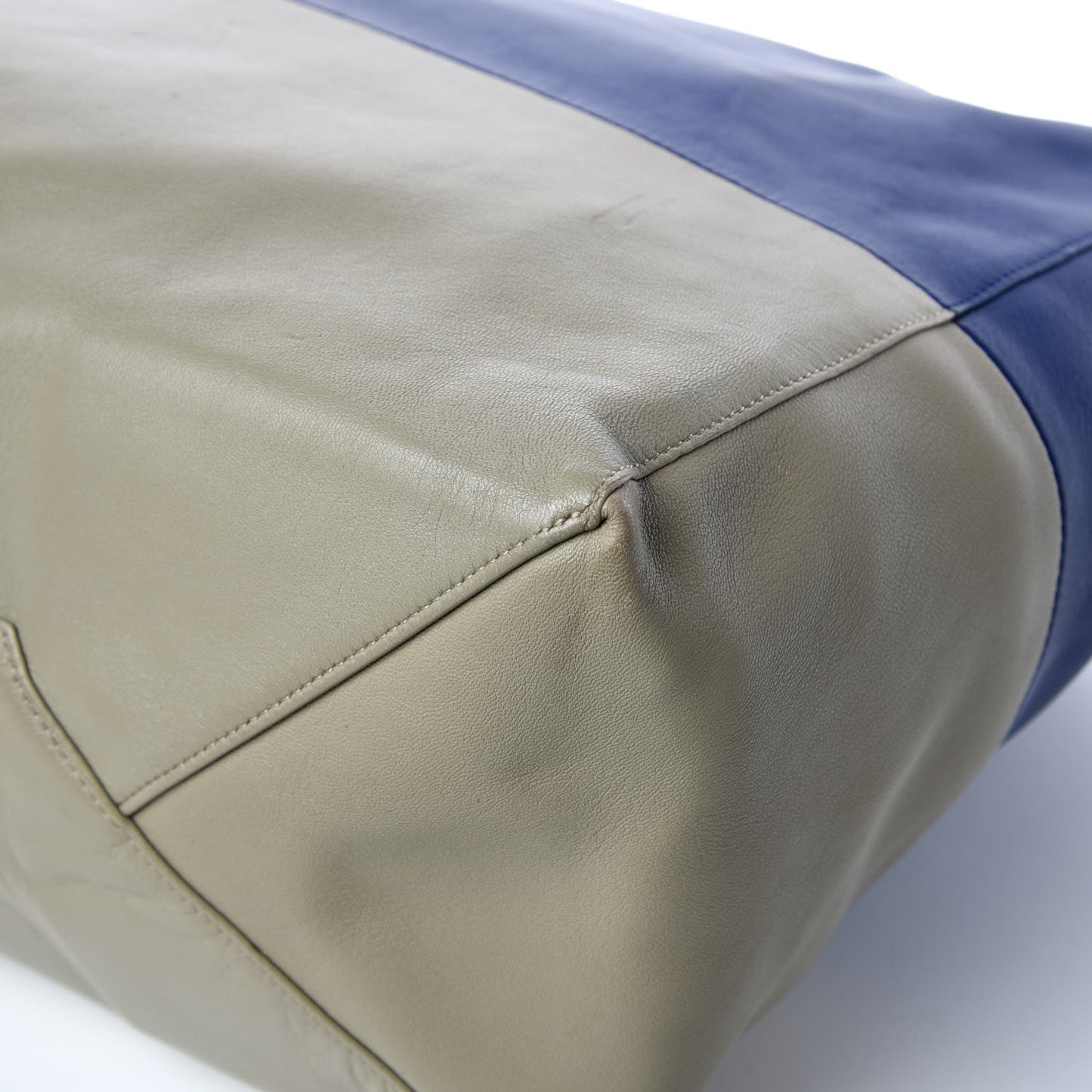 Lambskin Horizontal Bi-Color Cabas Blue