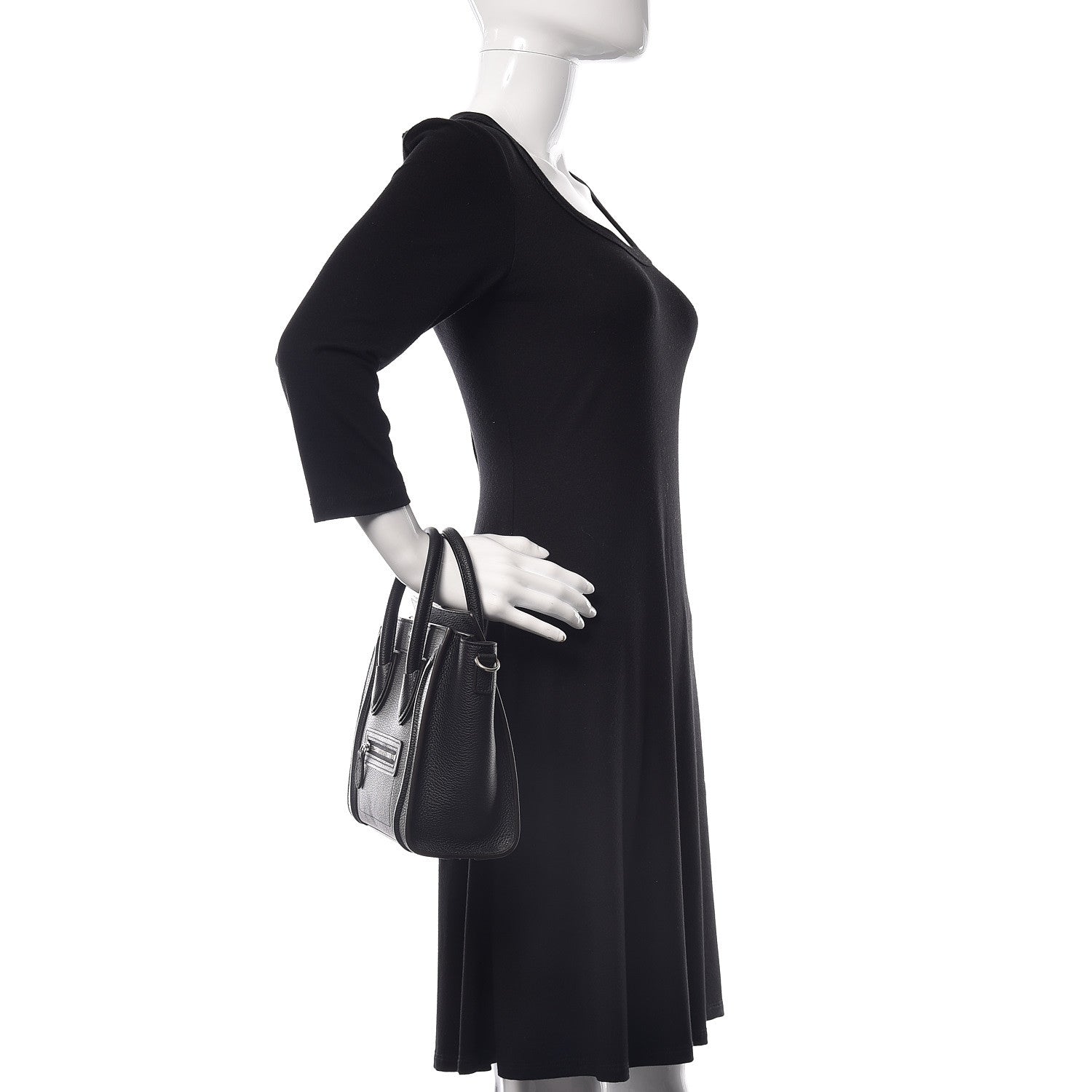 Celine Drummed Calfskin Nano Luggage Black 2 of 9