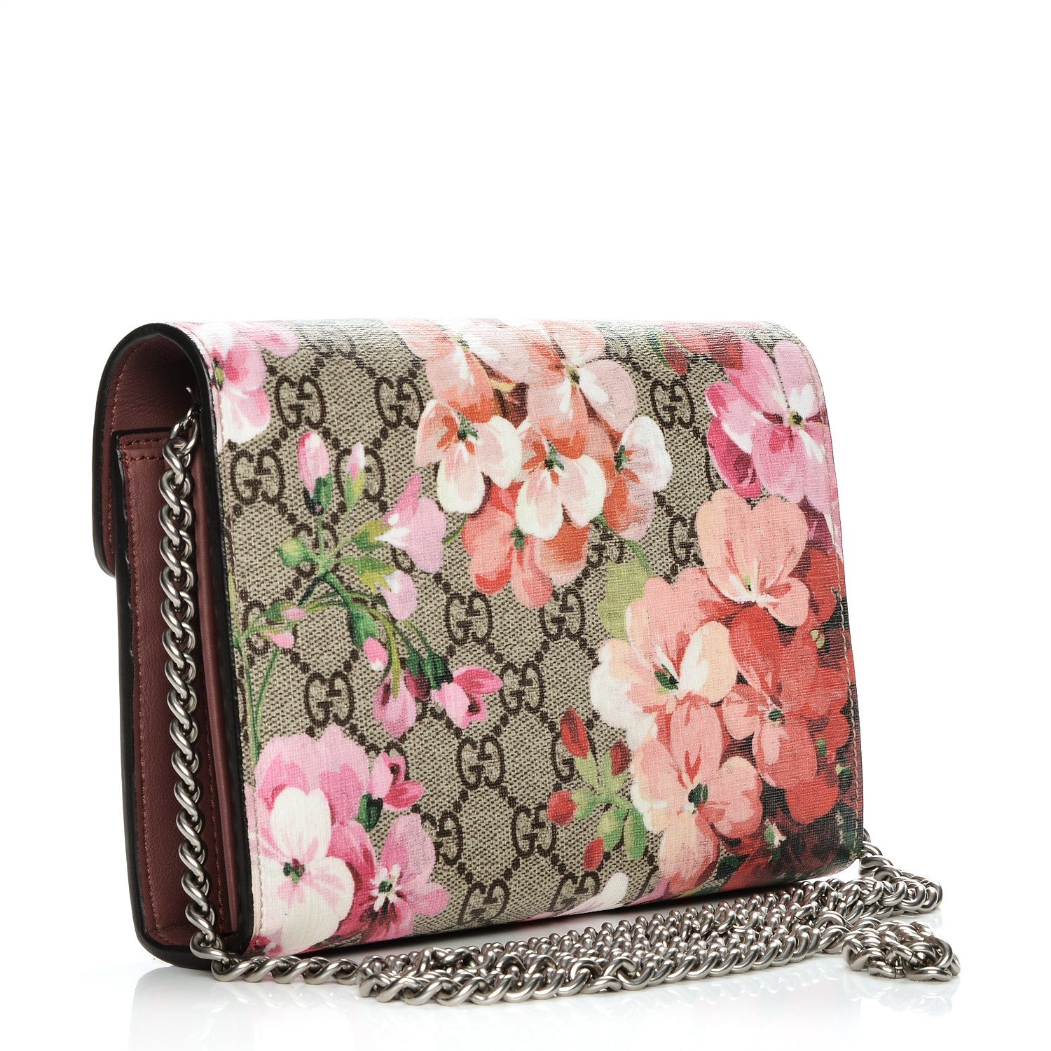 Gucci GG Supreme Monogram Blooms Mini Dionysus Chain Wallet Beige Multicolor Dry Rose 3 of 8