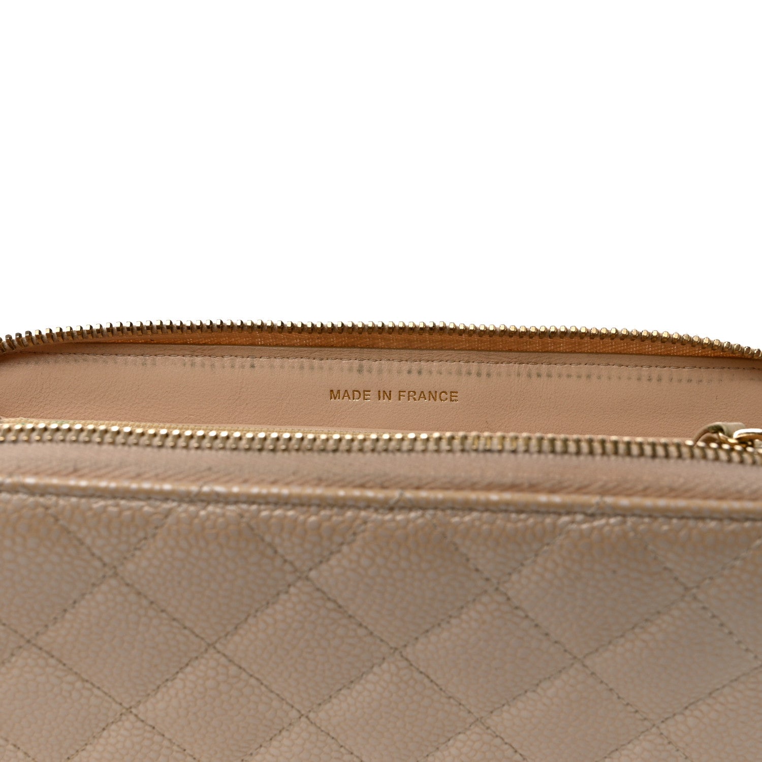 Chanel Iridescent Caviar Quilted Large Gusset Zip Around Wallet Beige 9 of 13