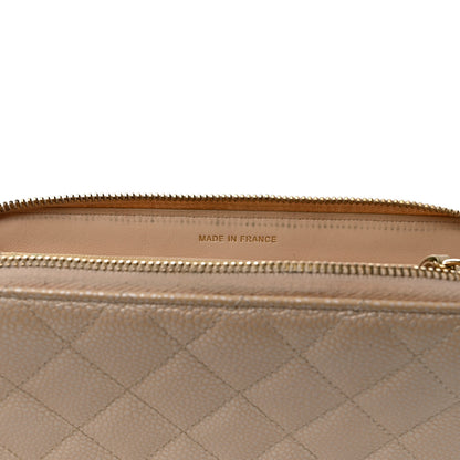 Chanel Iridescent Caviar Quilted Large Gusset Zip Around Wallet Beige 9 of 13
