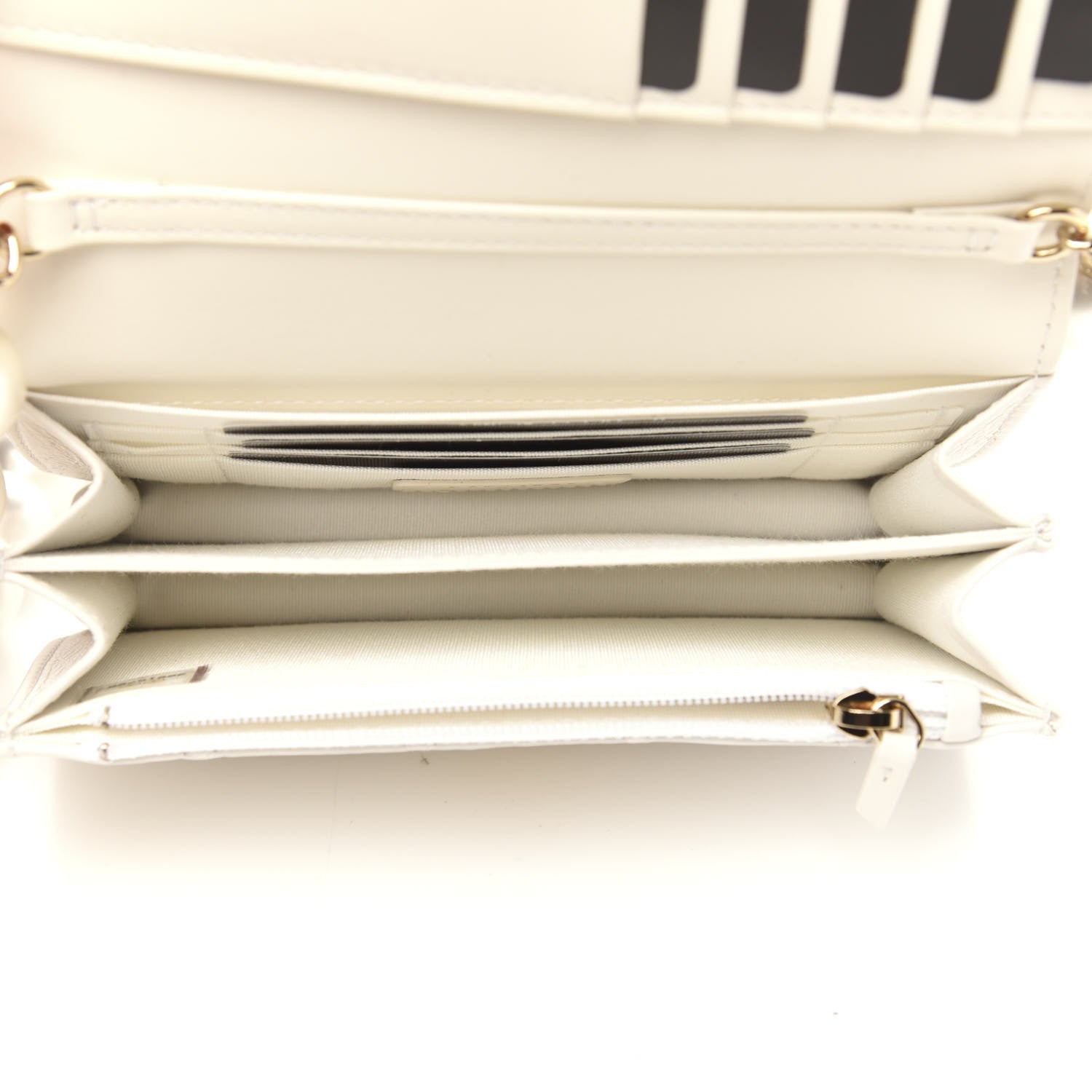 Chanel Calfskin Quilted CC Pearl Mini Wallet On Chain Flap White 5 of 11