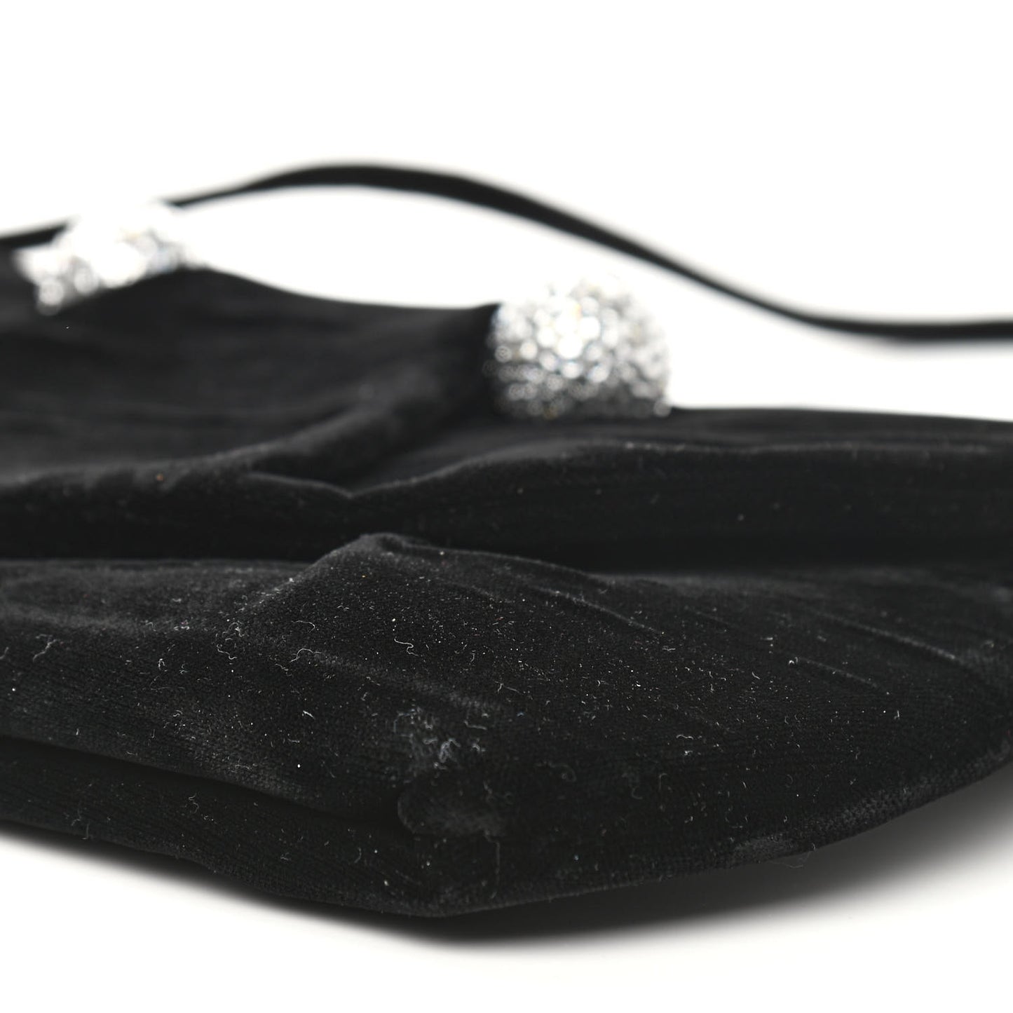 Velvet Crystal Flap Clutch Black