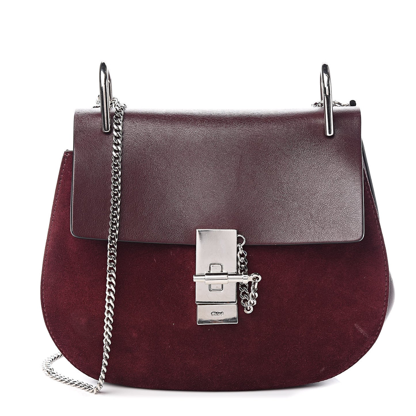 Suede Smooth Calfskin Drew Shoulder Bag Dark Purple