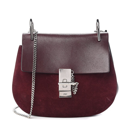 Chloe Suede Smooth Calfskin Drew Shoulder Bag Dark Purple 1 of 13