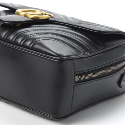 Gucci Calfskin Matelasse Sylvie Web Small GG Marmont Top Handle Shoulder Bag Black 6 of 9