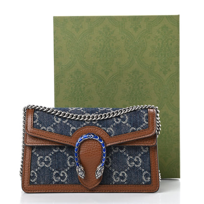 Gucci New Denim GG Monogram Dollar Calfskin Enamel Super Mini Dionysus Shoulder Bag Blue Tea Cuir Epilog Electric Blue 10 of 10