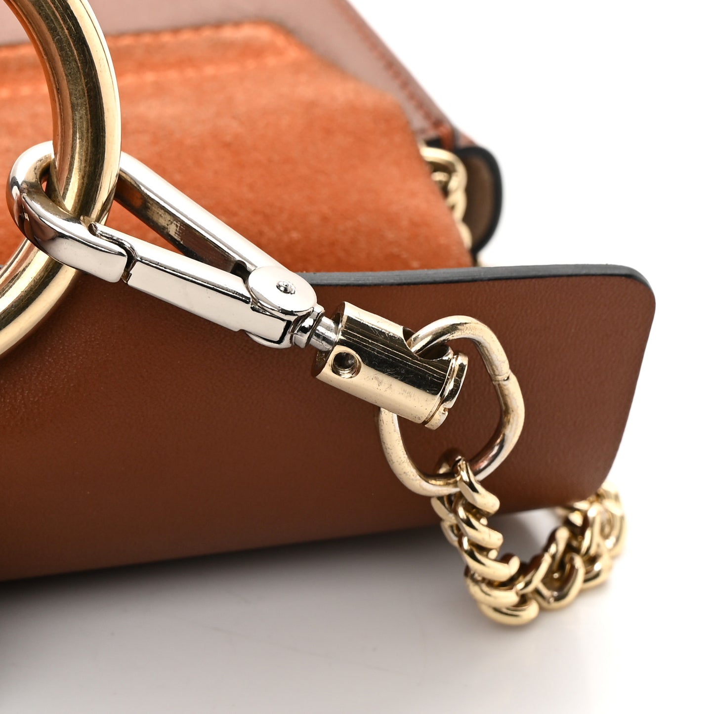 Suede Calfskin Small Faye Shoulder Bag Tobacco