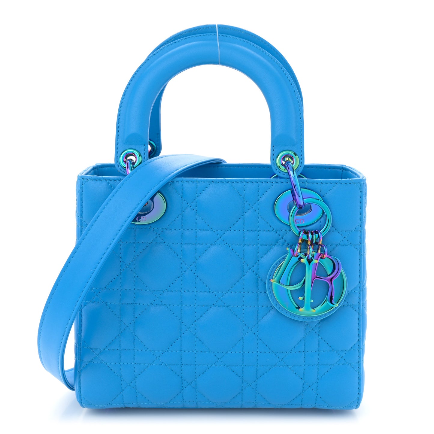 Lambskin Cannage Small Lady Dior Bright Blue