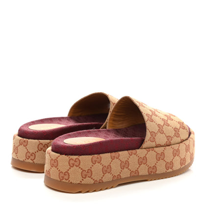 Gucci Canvas GG Monogram Angelina Platform Slide Sandals 38.5 Beige Ruggine 4 of 9