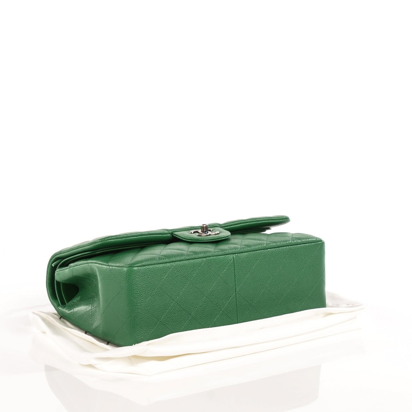Caviar Quilted Jumbo Double Flap Green