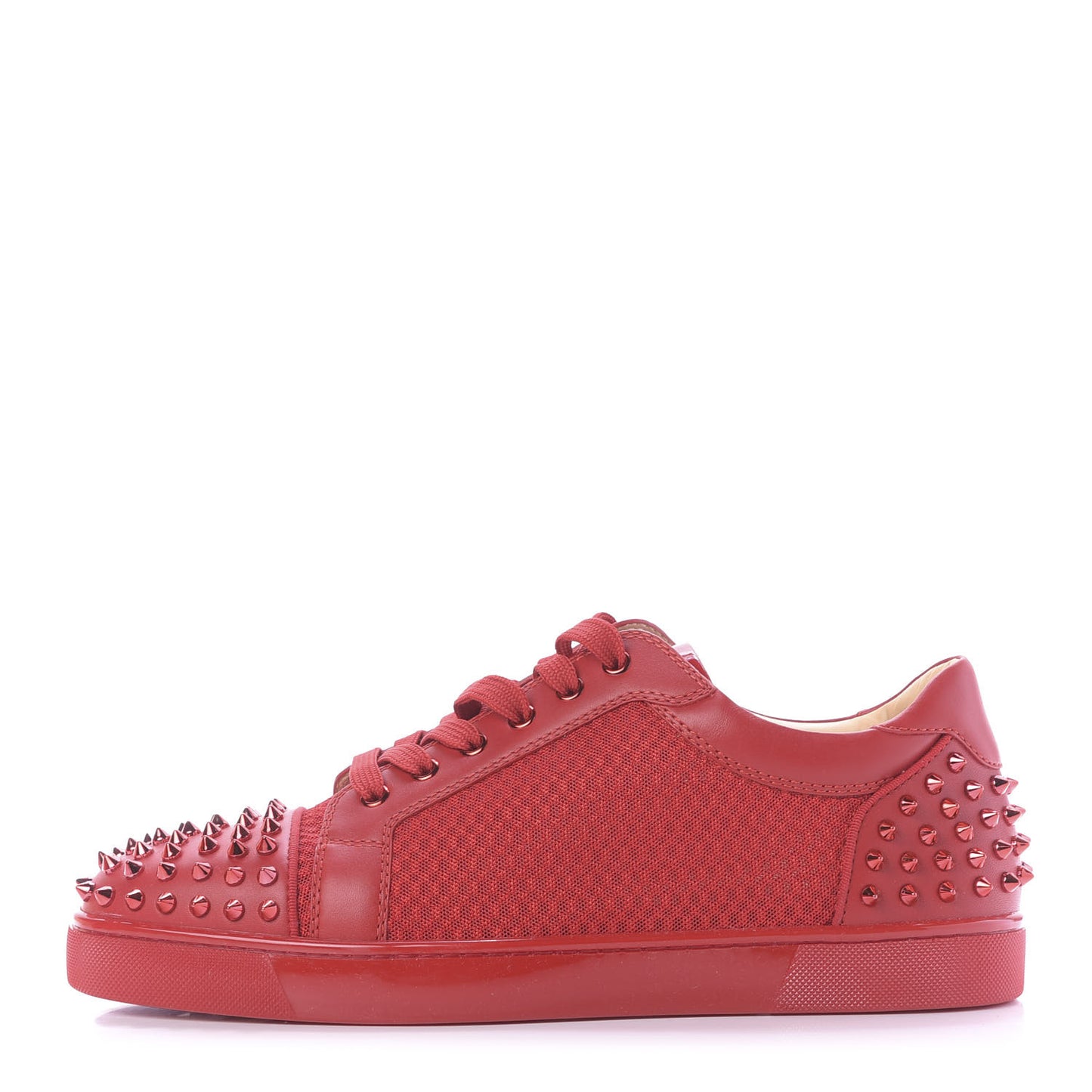 Calfskin Mesh Mens Seavaste 2 Flat Sneakers 44 Loubi Red