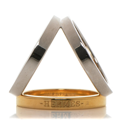 Hermes Palladium Gold Plated Trio Scarf Ring Silver Gold 1 of 6