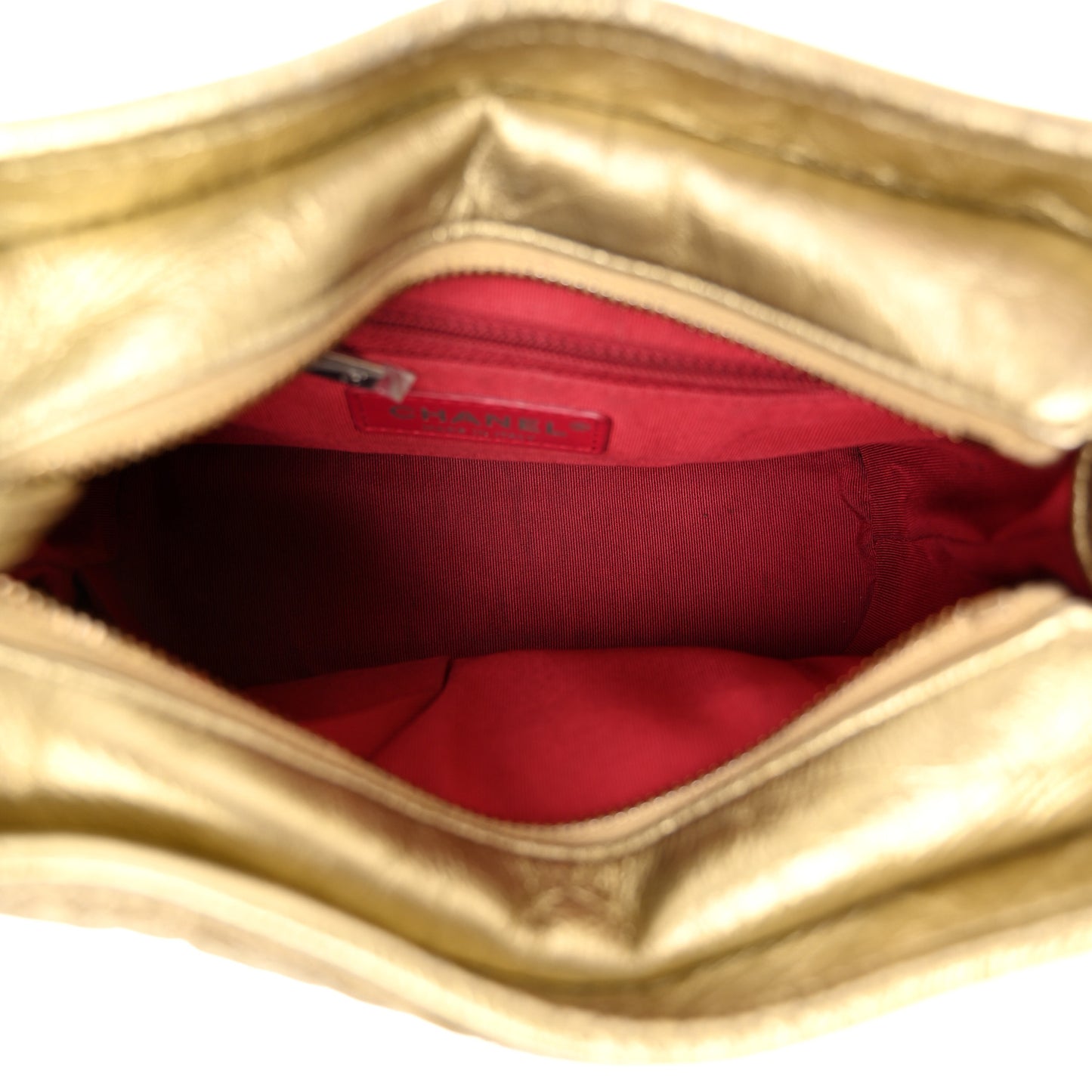 Metallic Aged Calfskin Quilted Small Gabrielle Hobo Gold