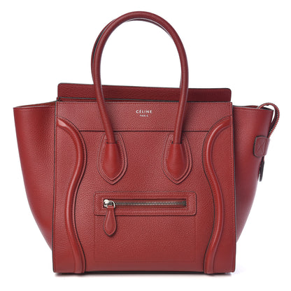 Celine Drummed Calfskin Micro Luggage Merlot 1 of 10