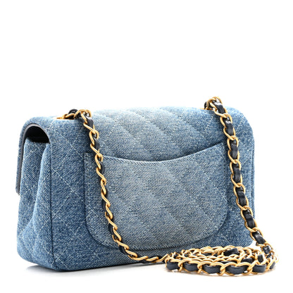 Chanel Washed Denim Quilted Mini Rectangular Flap Blue 3 of 11