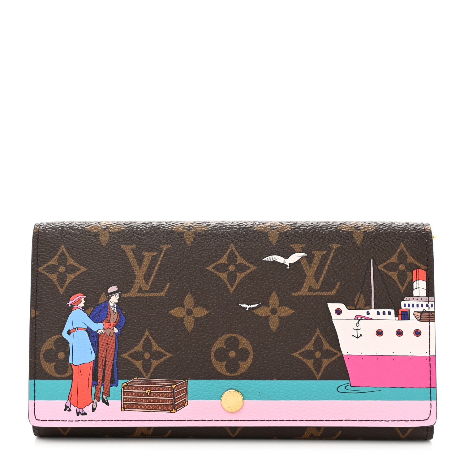 Louis Vuitton Monogram 2016 Christmas Animation Sarah Wallet Rose Ballerine 1 of 6