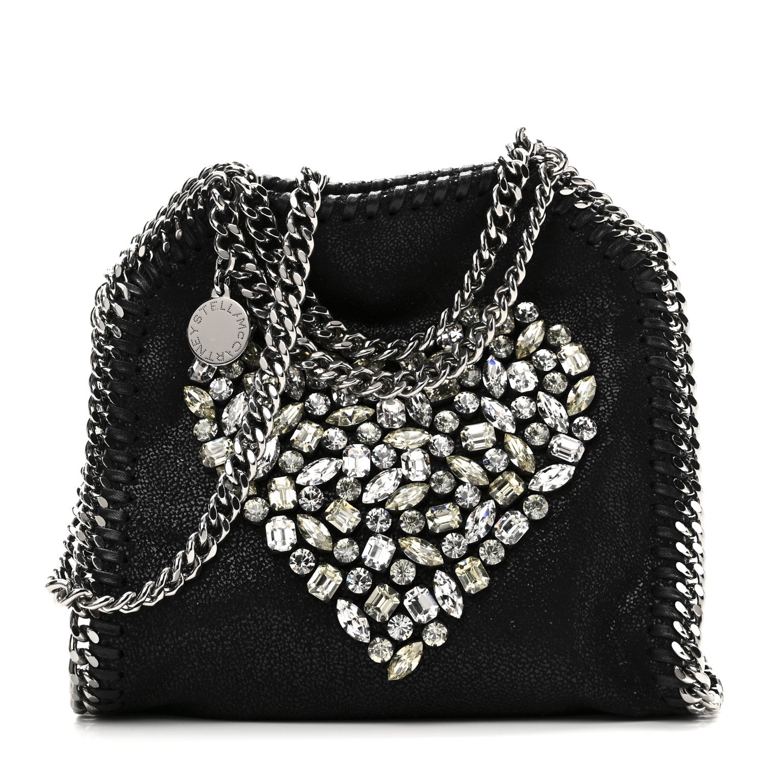 Stella McCartney Shaggy Deer Crystal Stones Heart Tiny Falabella Tote Black 1 of 9
