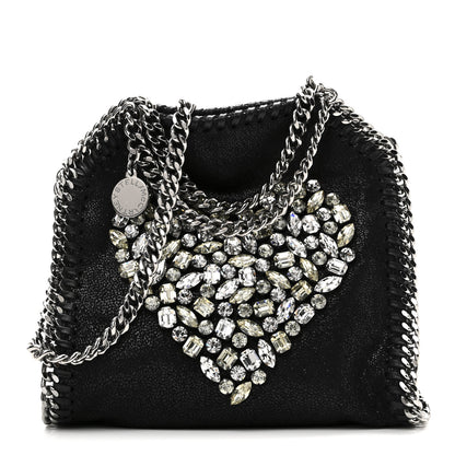 Stella McCartney Shaggy Deer Crystal Stones Heart Tiny Falabella Tote Black 1 of 9