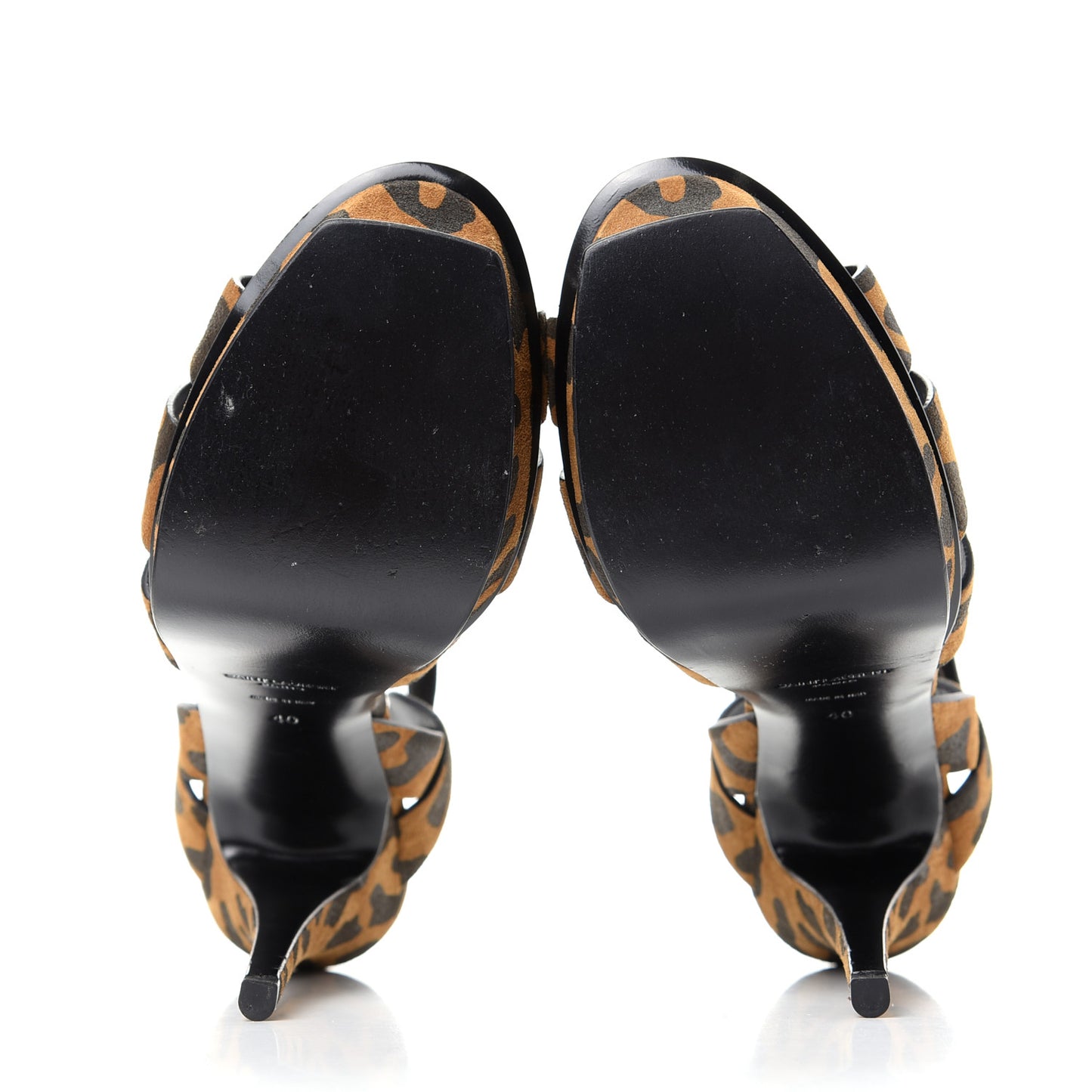 Suede Leopard Print Tribute 105 Platform Sandals 40 Brown