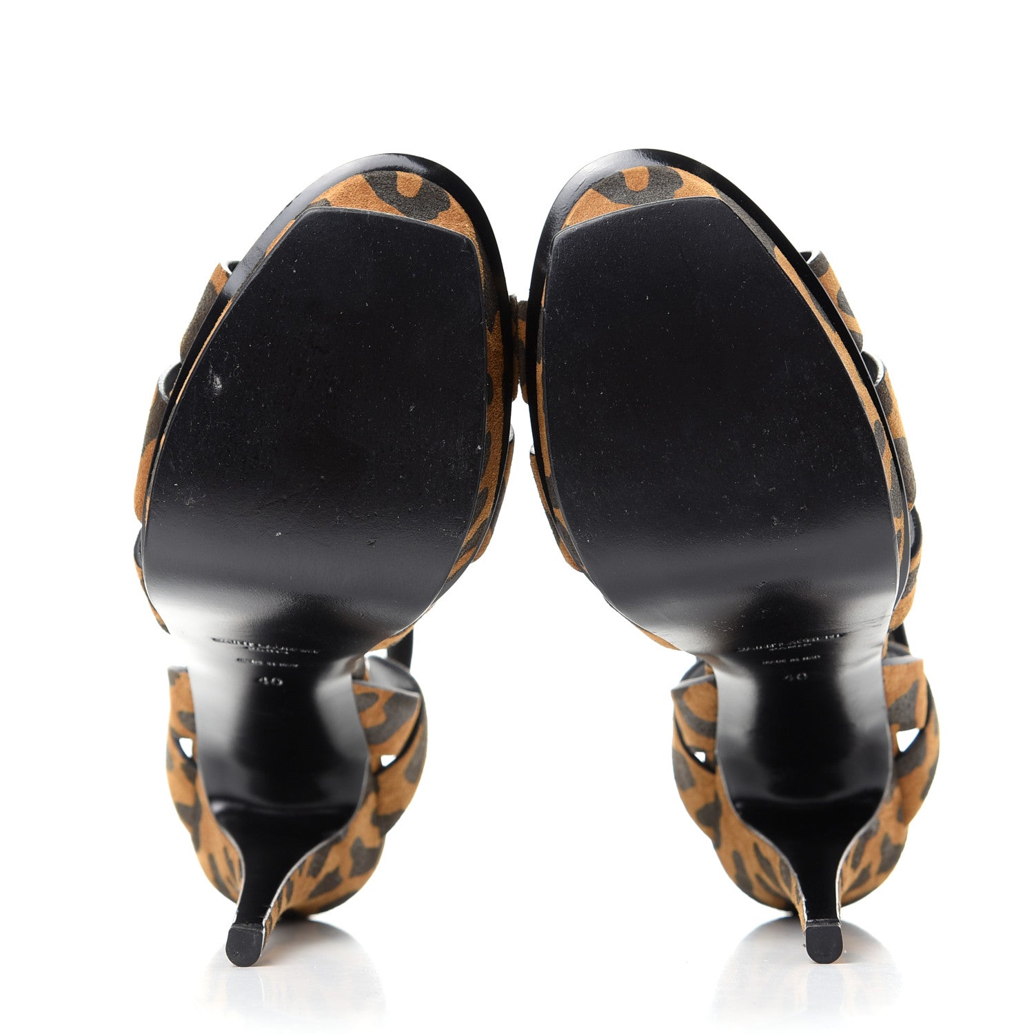 Saint Laurent Suede Leopard Print Tribute 105 Platform Sandals 40 Brown 6 of 11