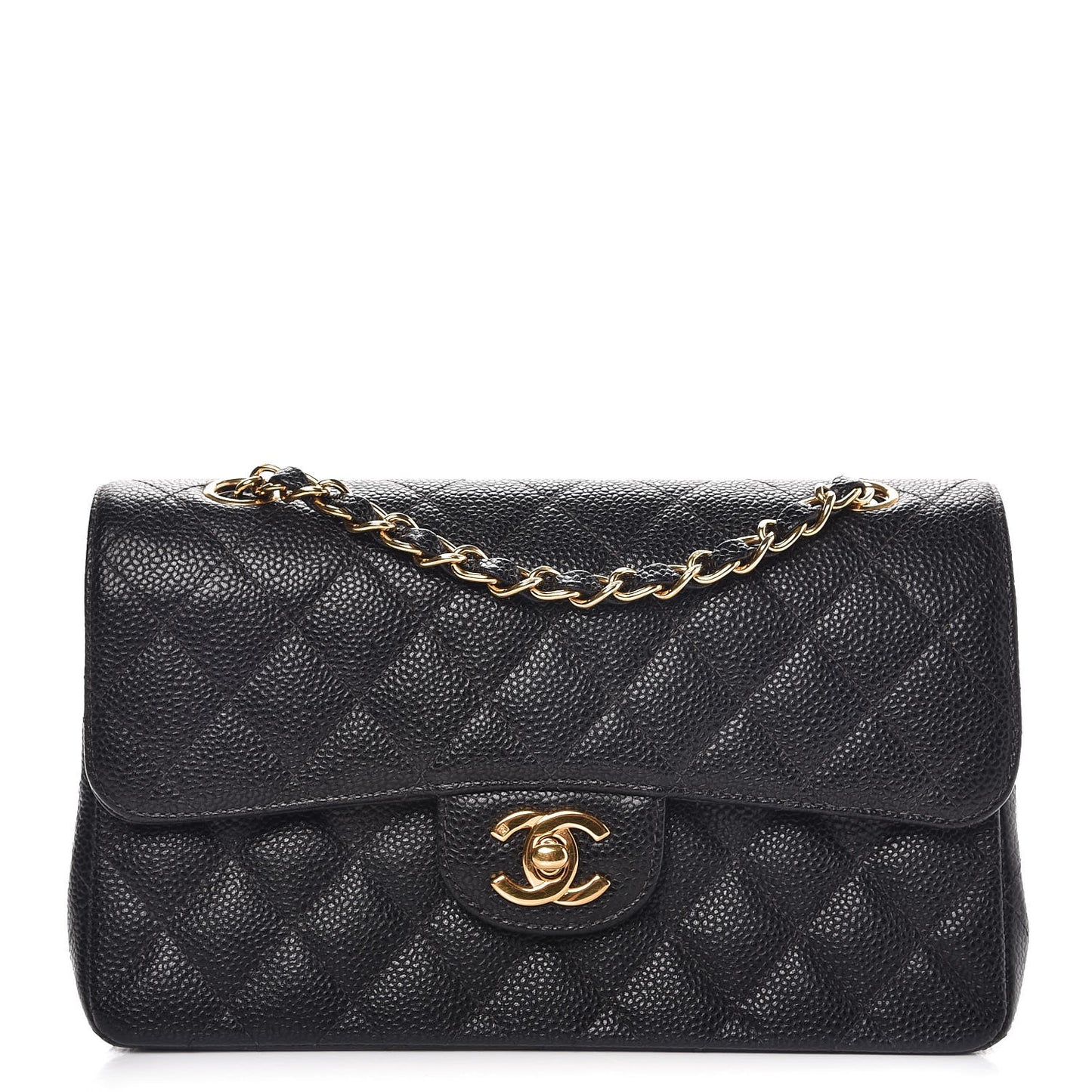 Caviar Quilted Small Double Flap Black
