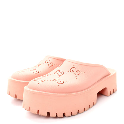 Gucci Rubber GG Monogram Perforated Elea Platform 55mm Lug Sole Sandals 41 Peachy Chic 4 of 9
