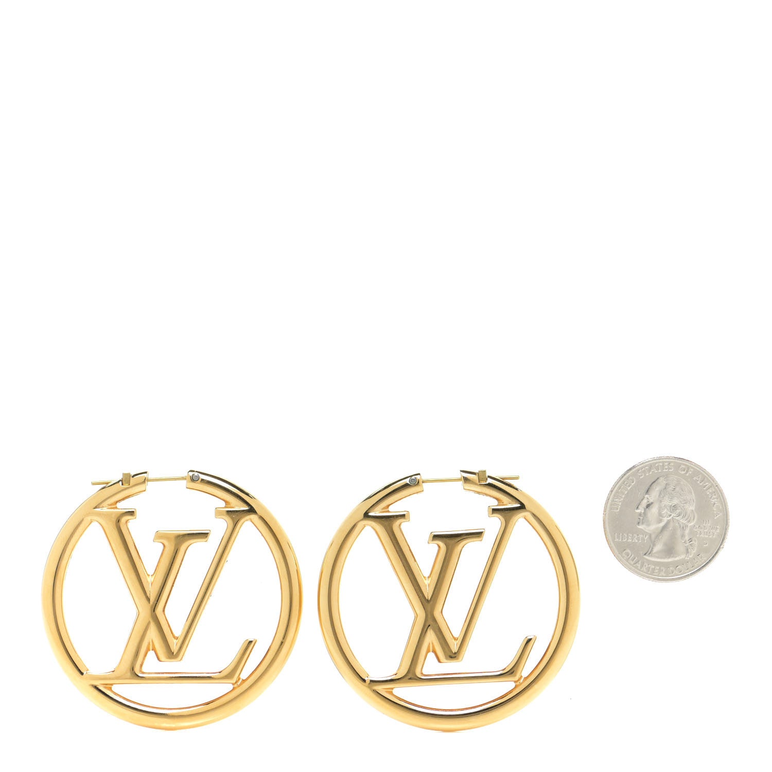 Louis Vuitton Metal Louise Hoop Earrings Gold 2 of 6