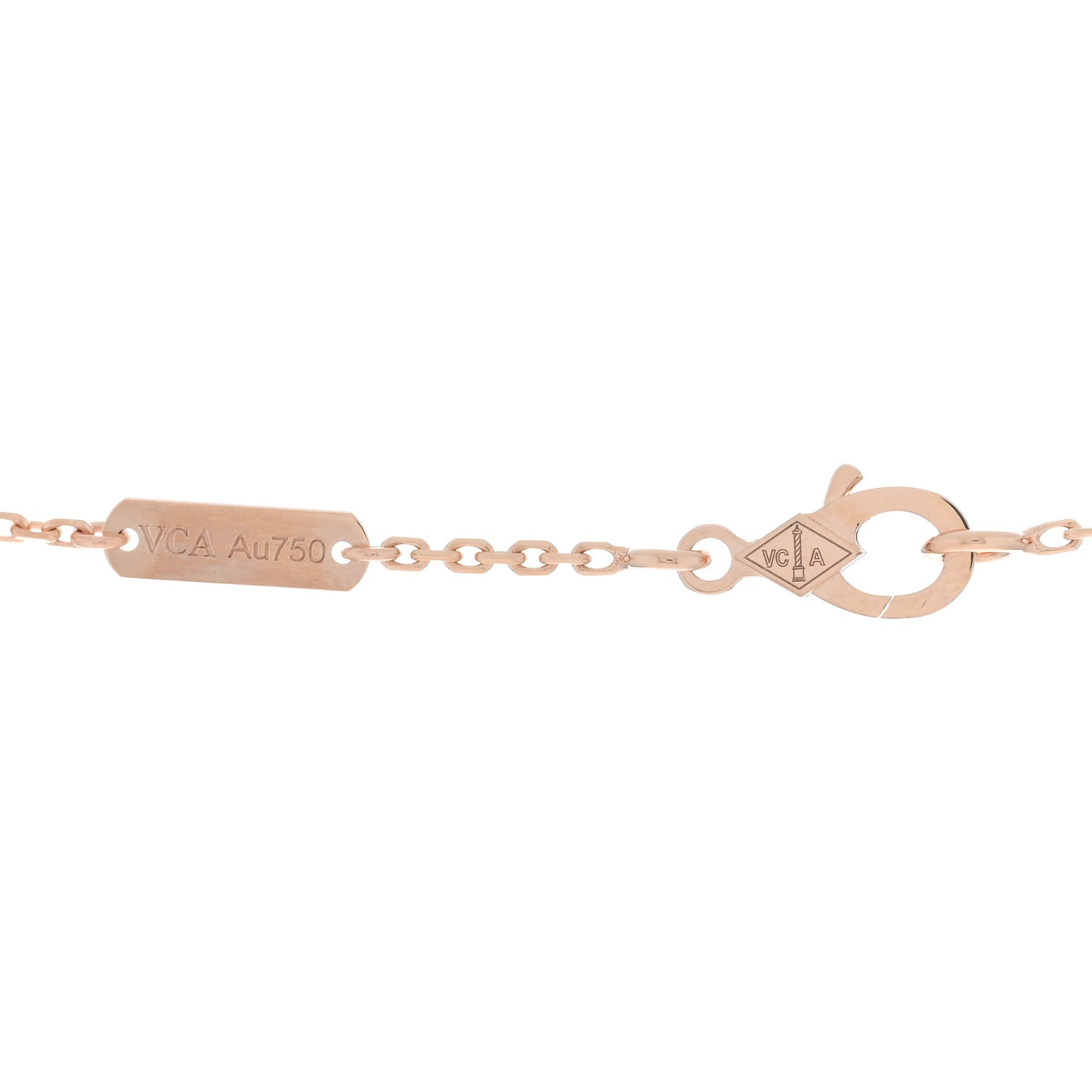 18K Rose Gold Diamond Vintage Alhambra Pendant Necklace
