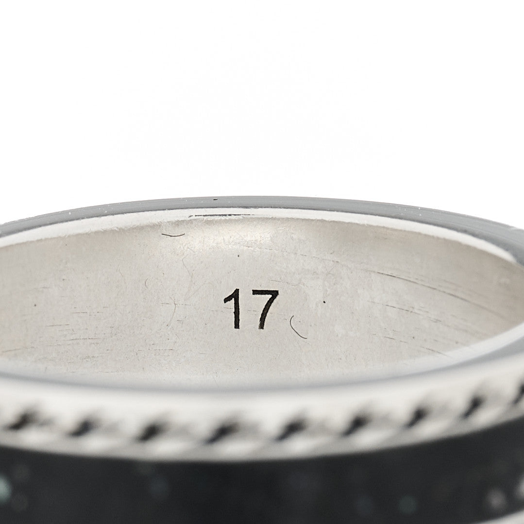 Gucci Sterling Silver Enamel Interlocking G Band Ring 56 7.5 6 of 7