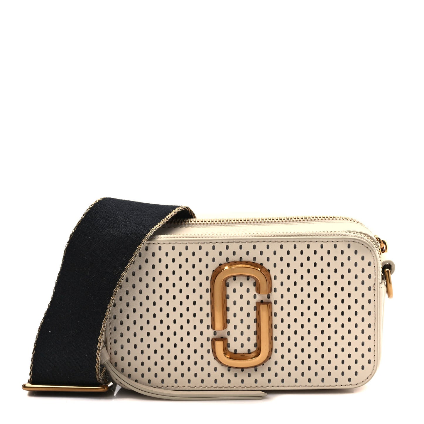 Perforated Calfskin Small Snapshot Camera Bag Tapioca