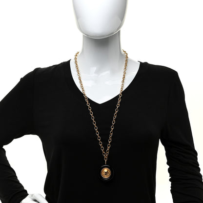Chanel Resin Chain CC Pendant Necklace Gold Black 2 of 6
