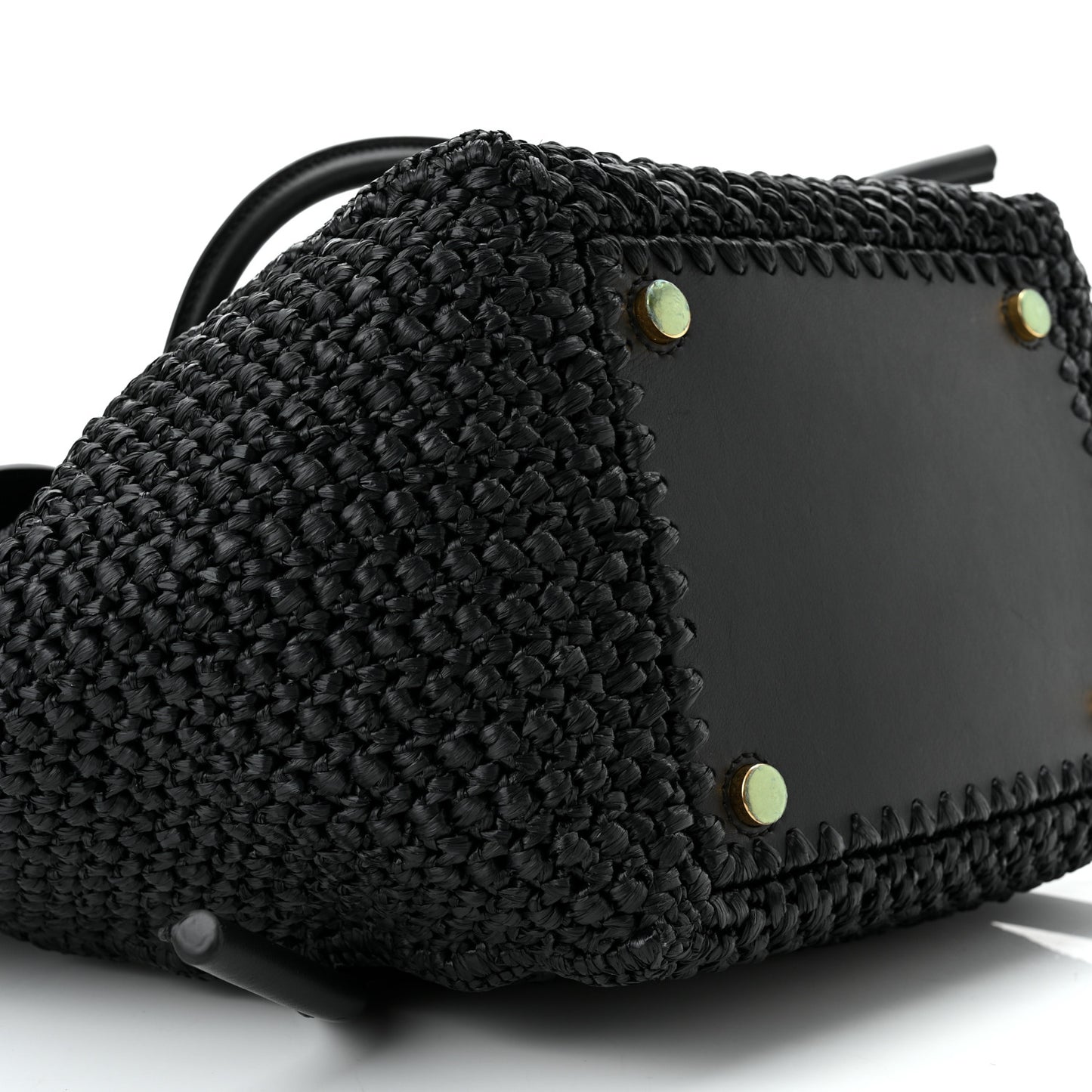 Raffia Calfskin Pipe Bag Black