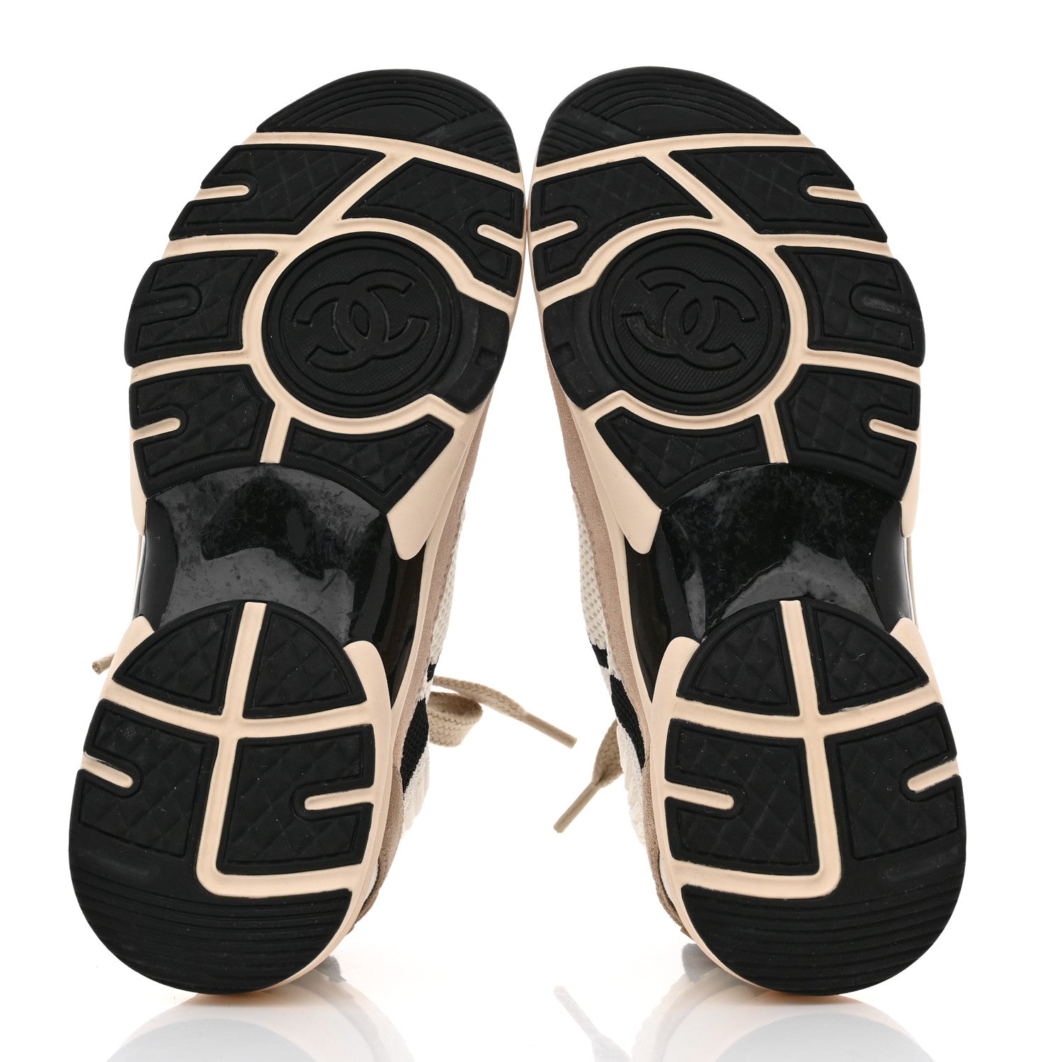Chanel Mesh Suede Fabric Womens CC Sneakers 36 Light Pink White Black 5 of 9