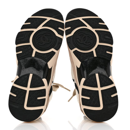 Chanel Mesh Suede Fabric Womens CC Sneakers 36 Light Pink White Black 5 of 9