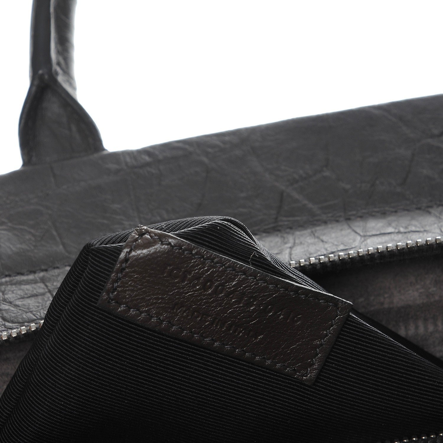 Saint Laurent Calfskin Crocodile Embossed Suede Small Cabas Rive Gauche Dark Anthracite 8 of 8