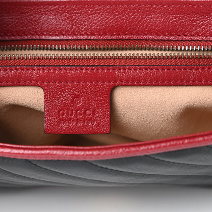 Gucci Vintage Effect Calfskin Matelasse Diagonal Small Torchon GG Marmont Shoulder Bag Black Romantic Cherry 6 of 10