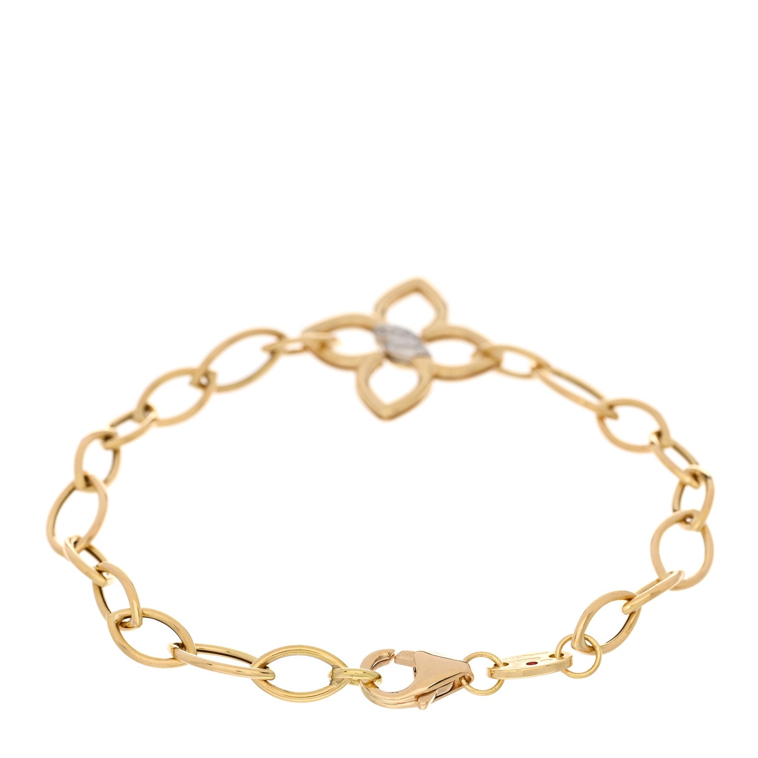 Roberto Coin 18K Yellow White Gold Diamond Cialoma Flower Almond Link Bracelet 2 of 5