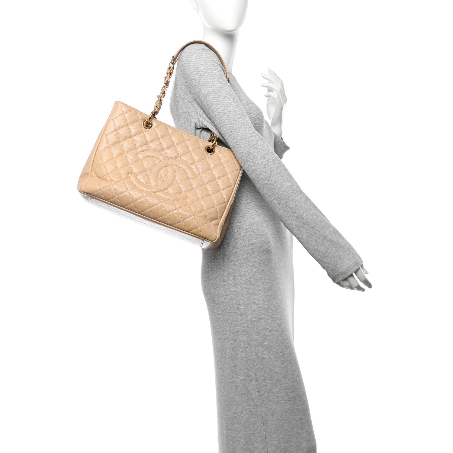 Chanel Caviar Quilted Grand Shopping Tote GST Beige Clair 2 of 16
