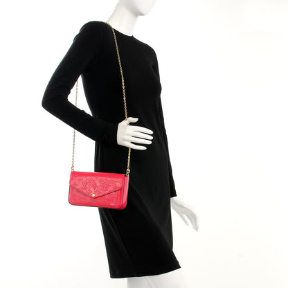 Louis Vuitton Vernis Felicie Pochette Chain Wallet Hot Pink 2 of 8