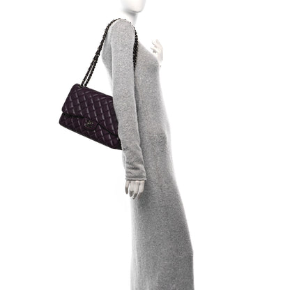 Chanel Lambskin Quilted Jumbo Double Flap Dark Purple 2 of 12