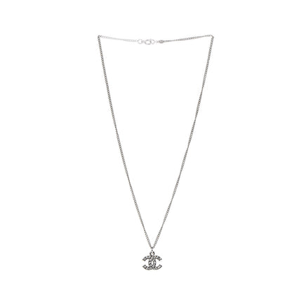 Chanel Crystal CC Necklace Silver 3 of 5