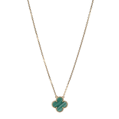 Van Cleef & Arpels 18K Yellow Gold Malachite Vintage Alhambra Pendant Necklace 1 of 8