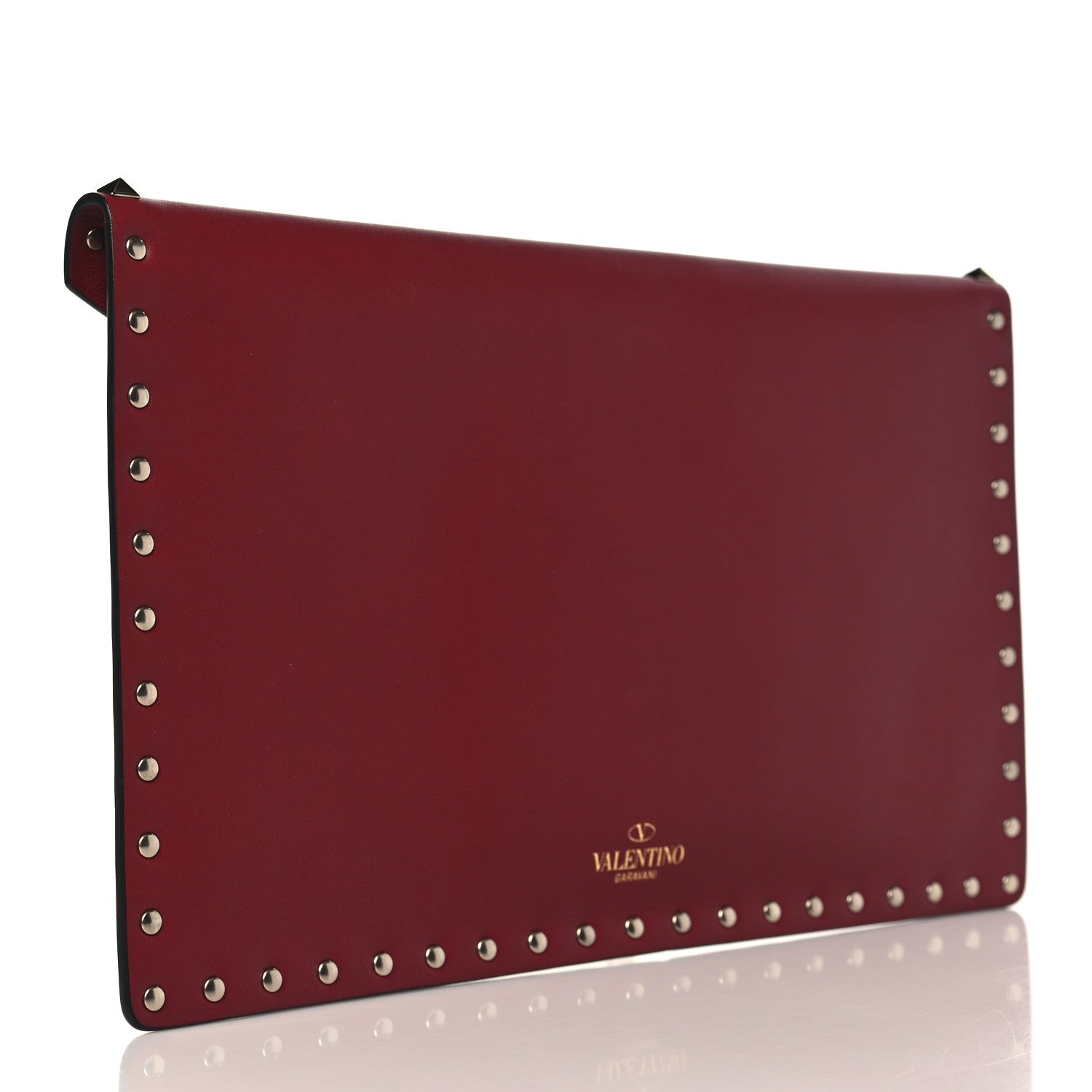 Valentino Garavani Vitello Large Rockstud Envelope Clutch Rubino 3 of 6