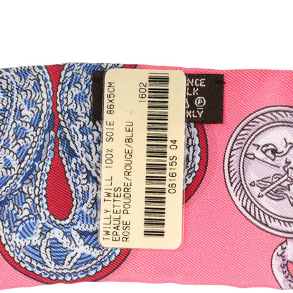 Hermes Silk Epaulettes Twilly Rose Poudre Rouge Bleu 3 of 6